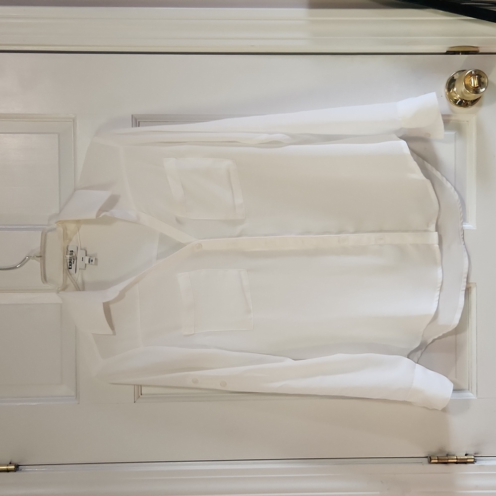 Express Portofino Slim Button Up Shirt Blouse White